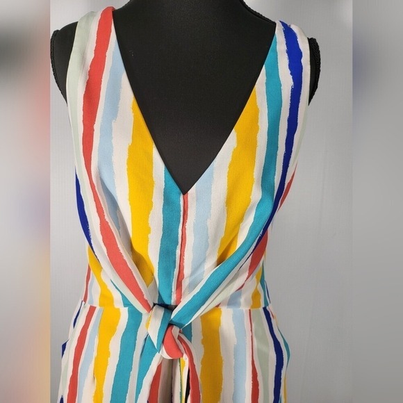 Milk & Honey Striped Romper V-Neck Sleeveless Colorful Casual Summer - Size S - Picture 7 of 10